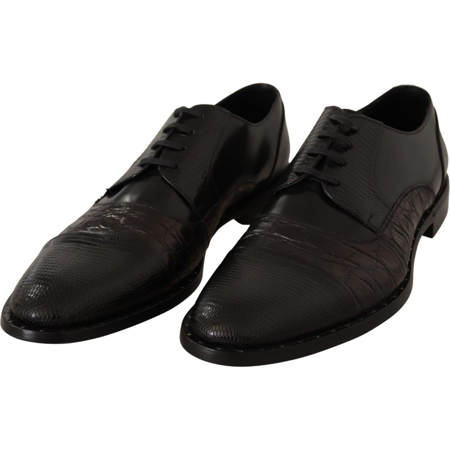 Dolce & Gabbana Black Leather Exotic Skins Formal Shoes