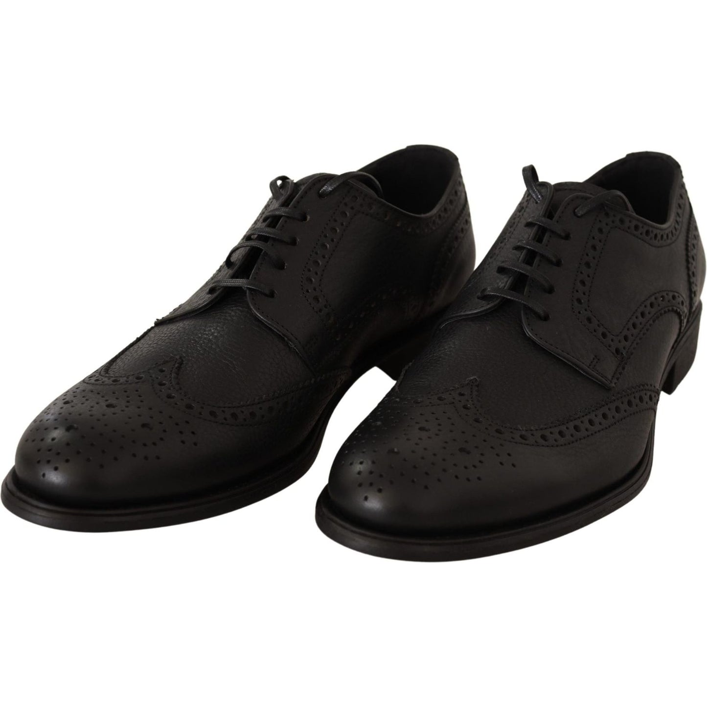 Dolce & Gabbana Black Leather Oxford Wingtip Formal Dress Shoes