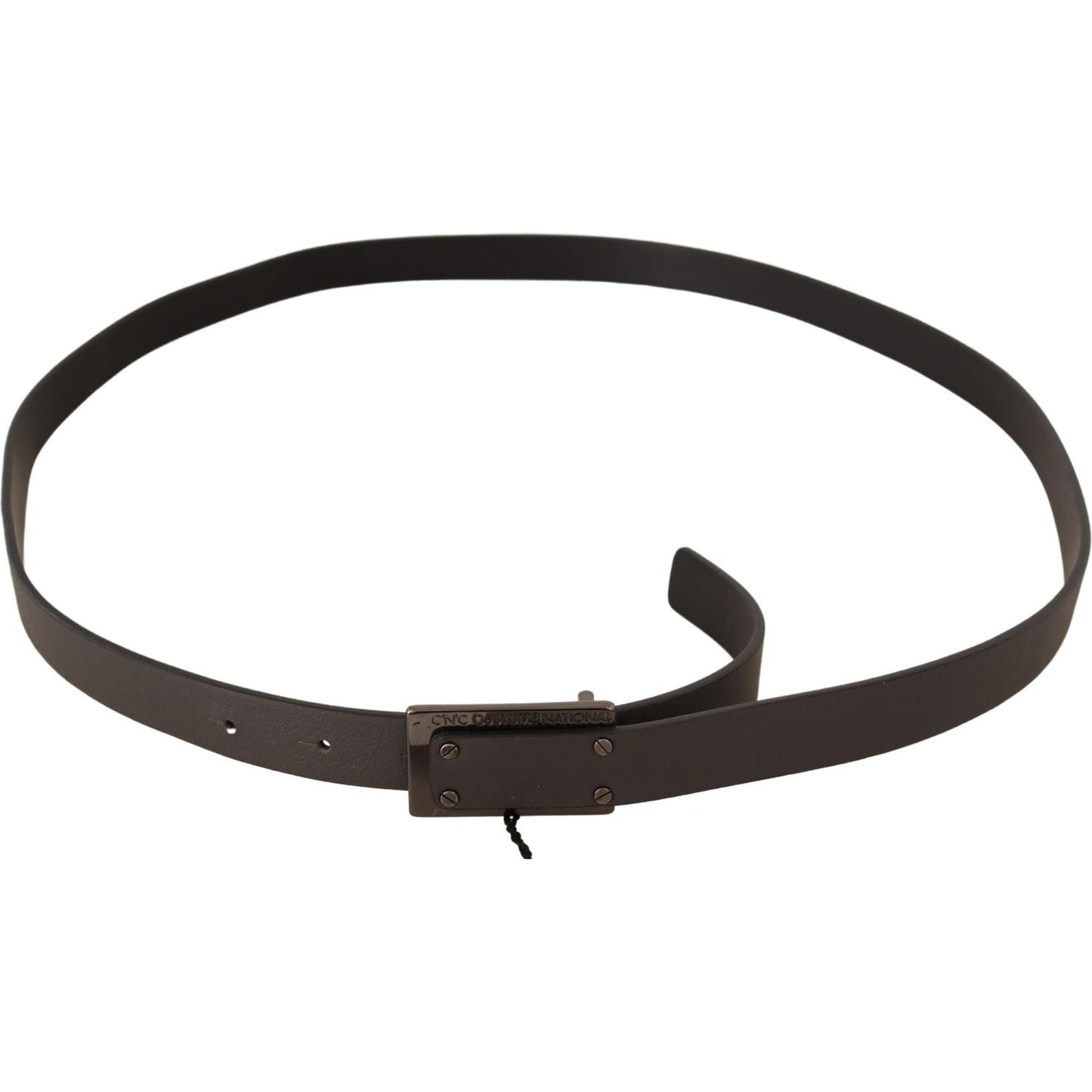 Costume National Dark Brown Leather Logo Buckle Belt MAN BELTS