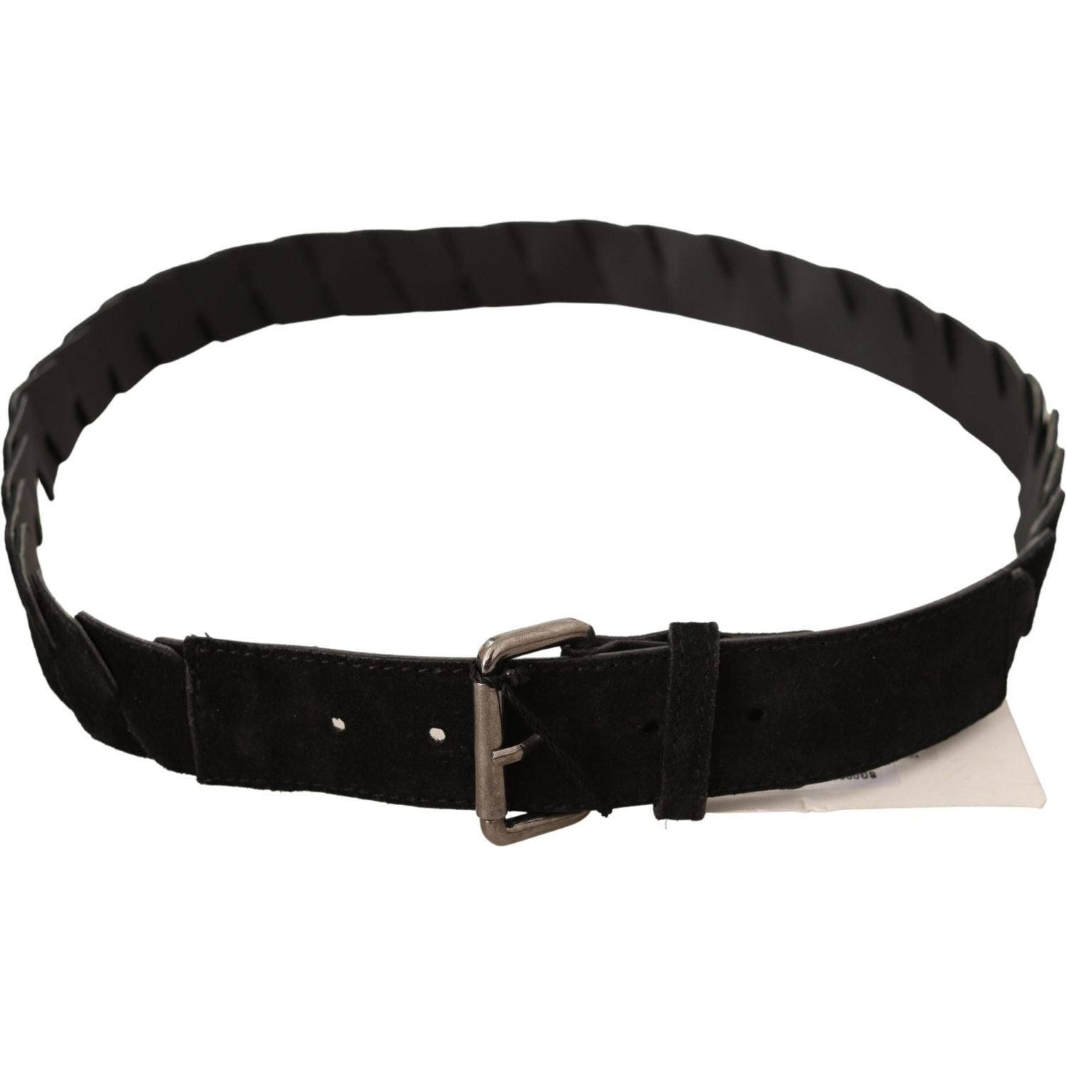 GF Ferre Black WX Silver Tone Buckle Waist Belt