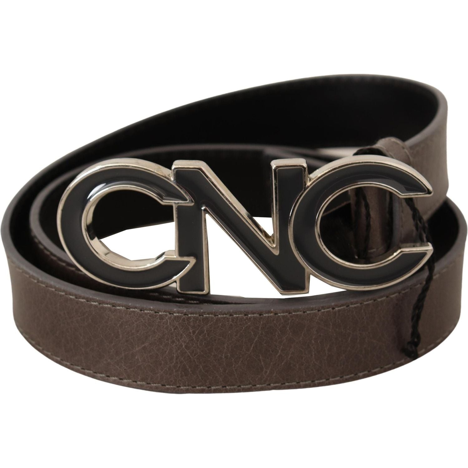 Costume National Brown Letter Logo Buckle Belt