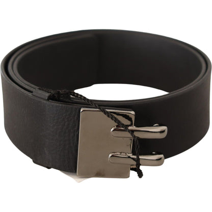 Costume National Black Leather Silver Buckle Waist Belt WOMAN BELTS