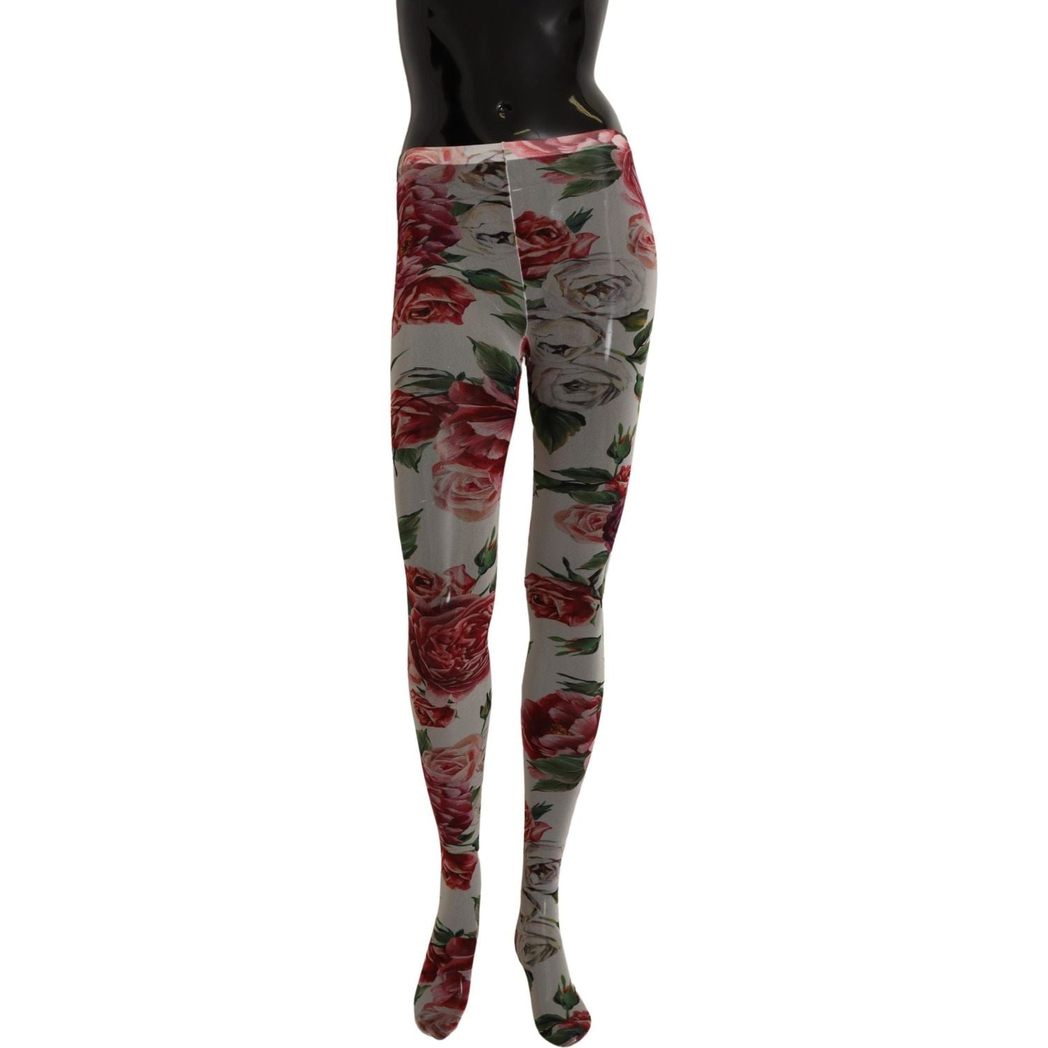 Dolce & Gabbana White Floral Print Stockings Nylon Tights