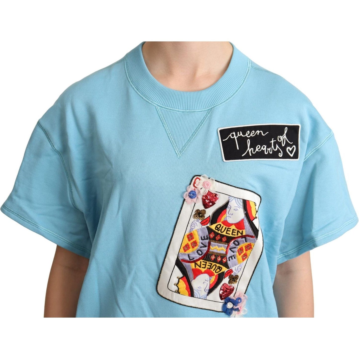 Dolce & Gabbana BLue Queen Of Hearts Card Sweater T-shirt