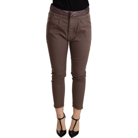 CYCLE Brown Mid Waist Cropped Skinny Stretch Trouser WOMAN TROUSERS