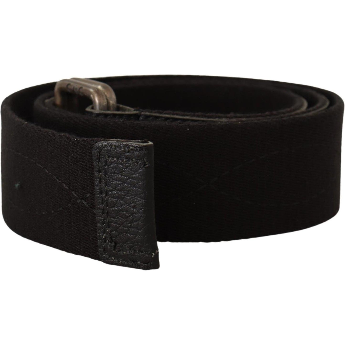 Costume National Black Cotton Ducati Metal Buckle Belt
