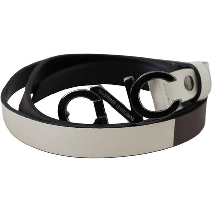 Costume National White Black Leather Letter Logo Buckle Belt WOMAN BELTS