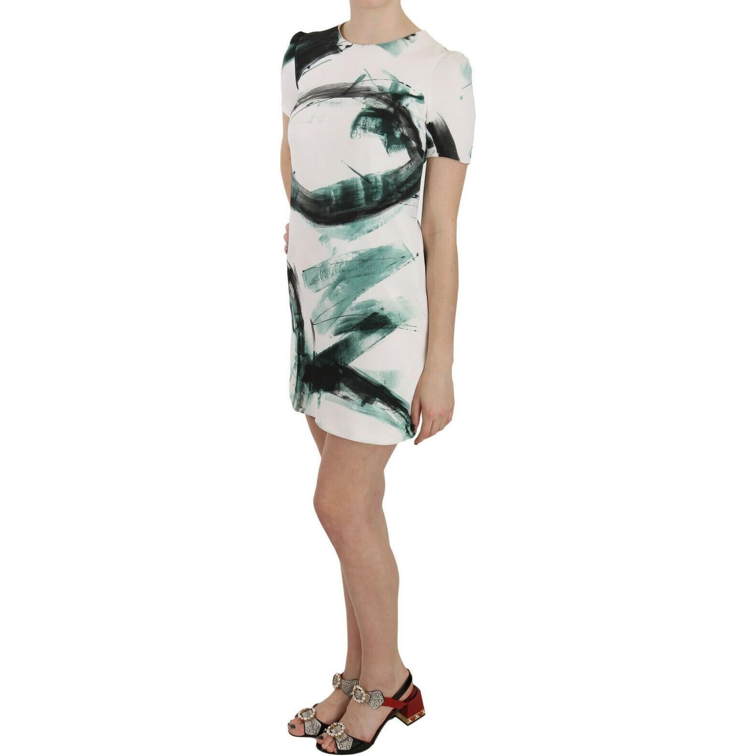 Dolce & Gabbana White Black Blue Shift Short Mini Dress