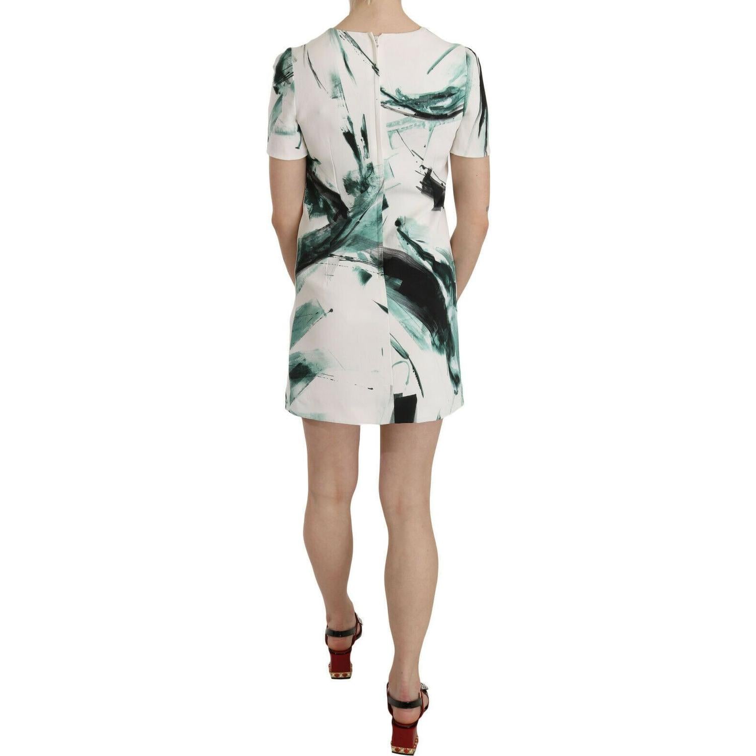 Dolce & Gabbana White Black Blue Shift Short Mini Dress