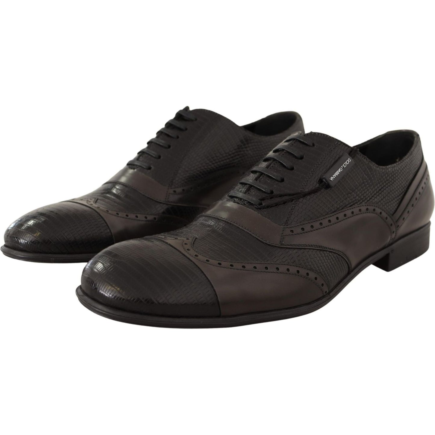 Dolce & Gabbana Brown Lizard Skin Leather Oxford Dress Shoes Dress Shoes