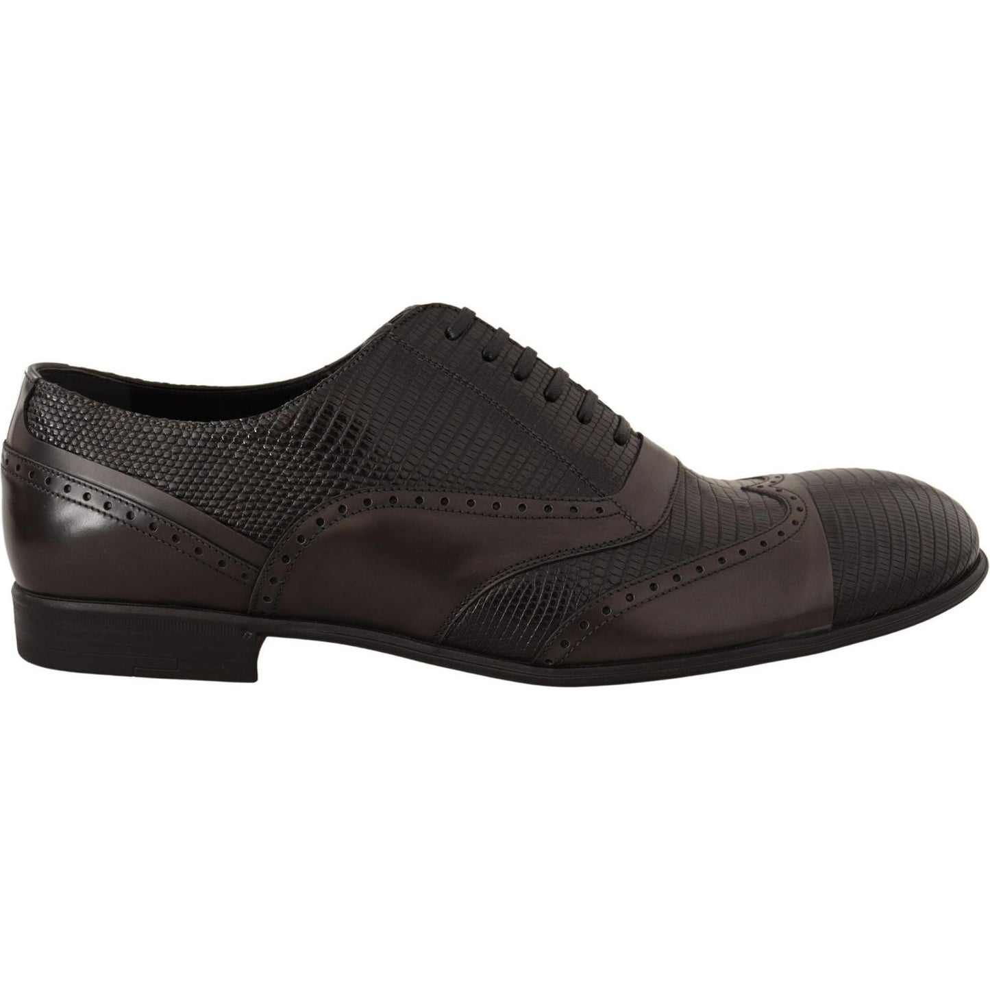 Dolce & Gabbana Brown Lizard Skin Leather Oxford Dress Shoes Dress Shoes