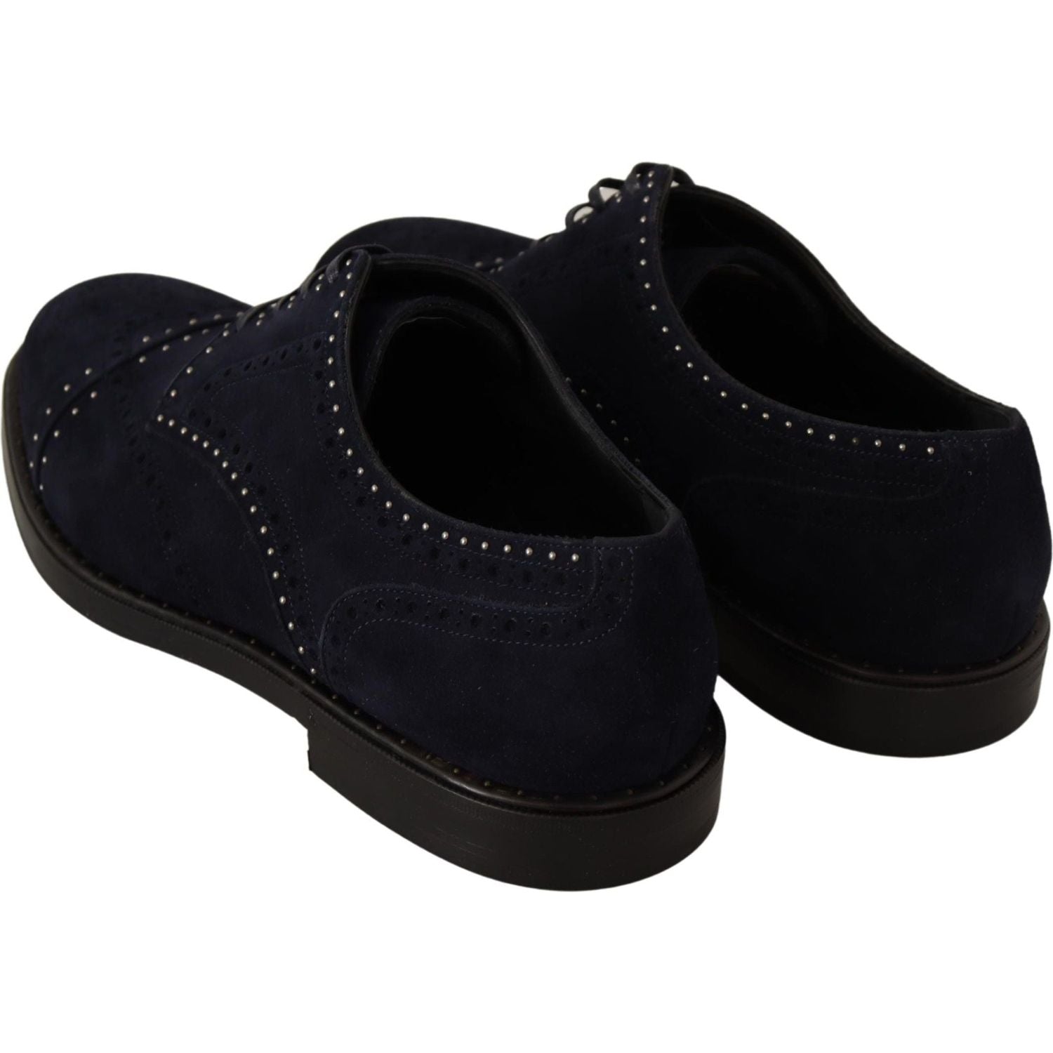 Dolce & Gabbana Blue Suede Leather Derby Studded Shoes