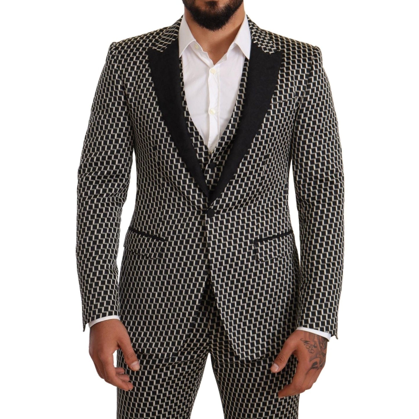 Dolce & Gabbana Black White Check 3 Piece Set MARTINI Suit
