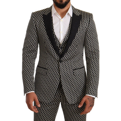 Dolce & Gabbana Black White Check 3 Piece Set MARTINI Suit