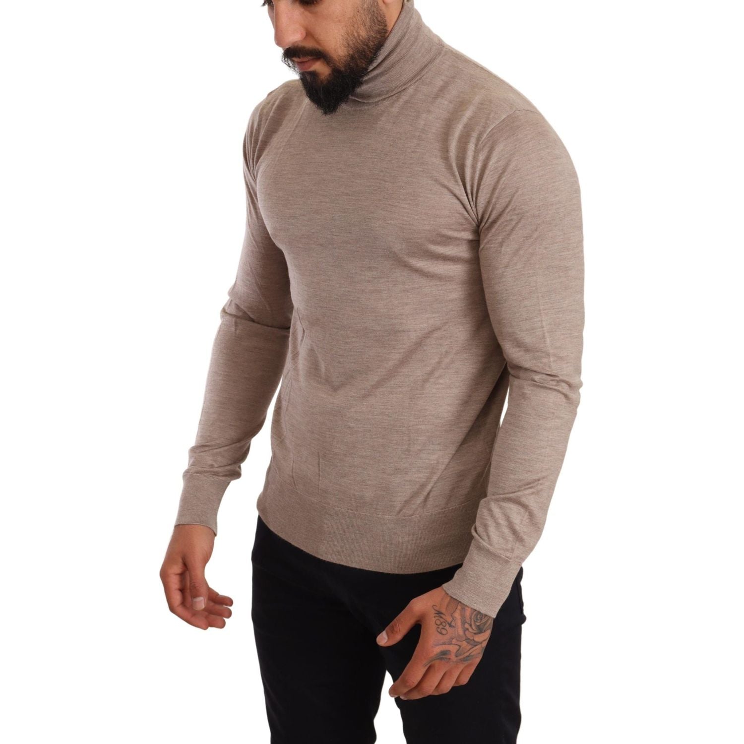 Dolce & Gabbana Beige Cashmere Turtleneck Pullover Sweater