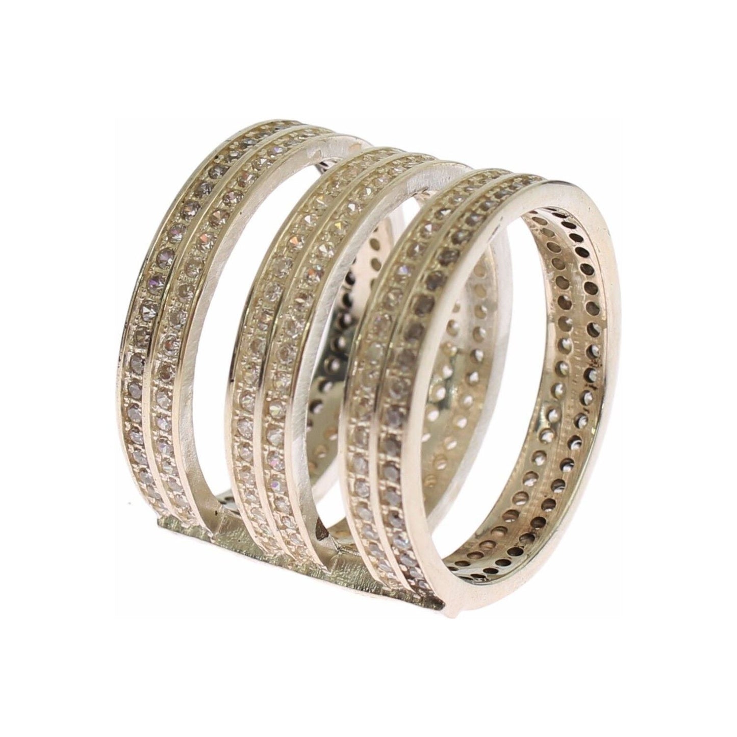 Nialaya Authentic Womens Clear CZ 925 Sterling Silver Ring Ring