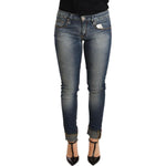Acht Chic Blue Washed Skinny Denim Jeans & Pants Acht Dark Slate Gray