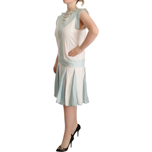 Sergei Grinko Multicolor Faux Pearl Sleeveless Shift Midi Dress DR28567 - 44