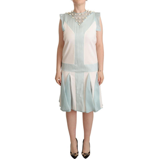 Sergei Grinko Multicolor Faux Pearl Sleeveless Shift Midi Dress DR28567 - 44