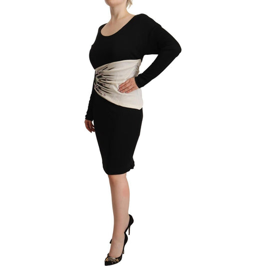Roberto Cavalli Black Silver Sheath Knee Length Dress DR28558 - 48