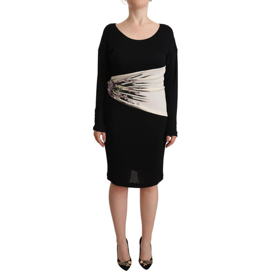Roberto Cavalli Black Silver Sheath Knee Length Dress DR28558 - 48