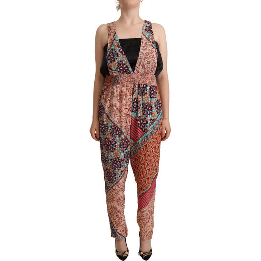 PINKO Multicolor Viscose Floral Print Women Jumpsuit Dress Jeans & Pants