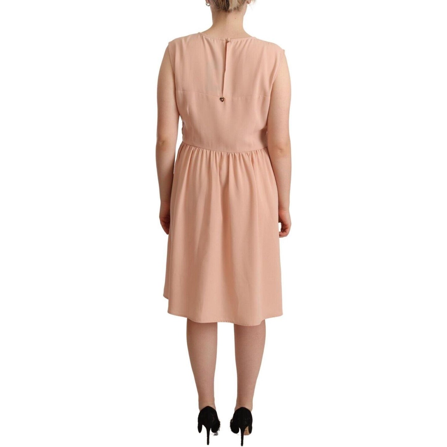 Twinset Beige Polyester Sleeveless Shift Knee Length Dress WOMAN DRESSES