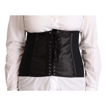 Dolce & Gabbana Black Corset Belt Stretch Waist Strap Top