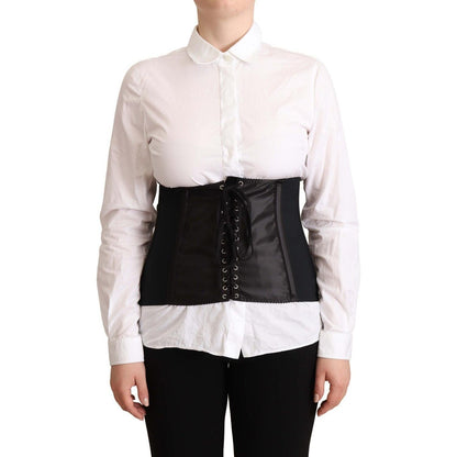 Dolce & Gabbana Black Corset Belt Stretch Waist Strap Top