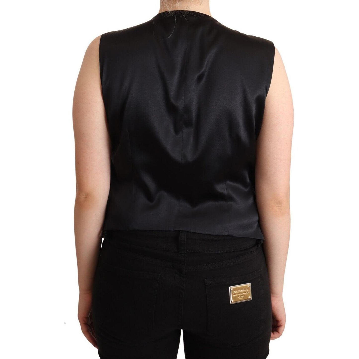 Dolce & Gabbana Black Button Down Sleeveless Vest Waiscoat Top WOMAN TOPS AND SHIRTS