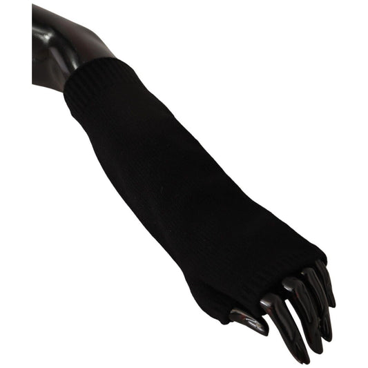 Dolce & Gabbana Black Knitted Fingerless Elbow Length Gloves