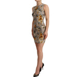 Dolce & Gabbana Gray Silk Stretch Floral Sheath Mini Dress DR28253 - 40