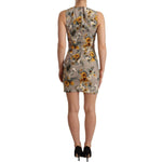 Dolce & Gabbana Gray Silk Stretch Floral Sheath Mini Dress DR28253 - 40