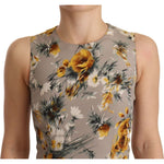 Dolce & Gabbana Gray Silk Stretch Floral Sheath Mini Dress DR28253 - 40