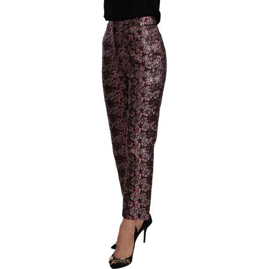 House of Holland High Waist Jacquard Flared Cropped Trousers House of Holland Dark Slate Gray