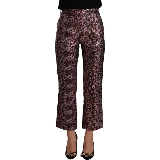 House of Holland High Waist Jacquard Flared Cropped Trousers House of Holland Dark Slate Gray