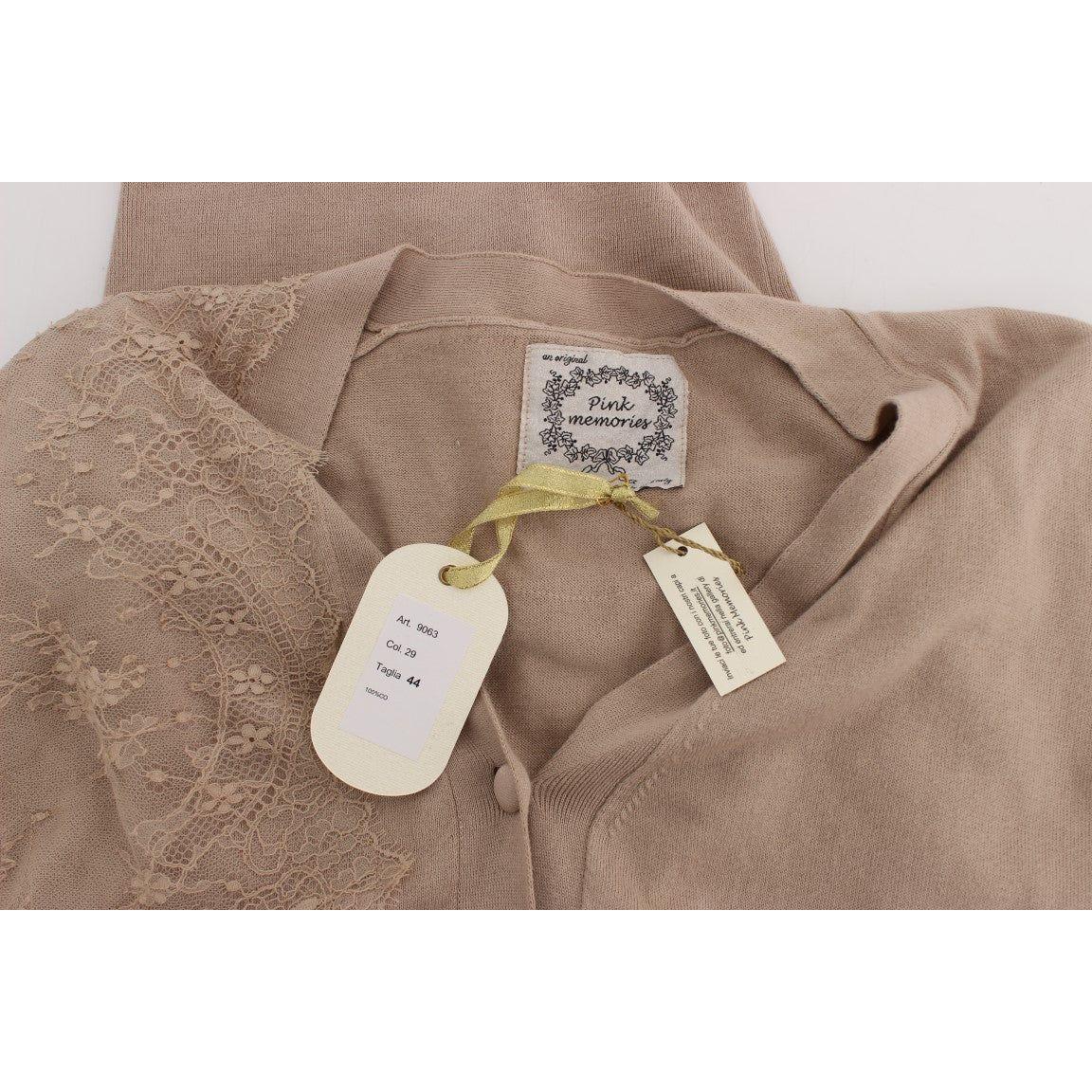 PINK MEMORIES Pink Lace Cotton Cardigan Sweater SIG30272-1