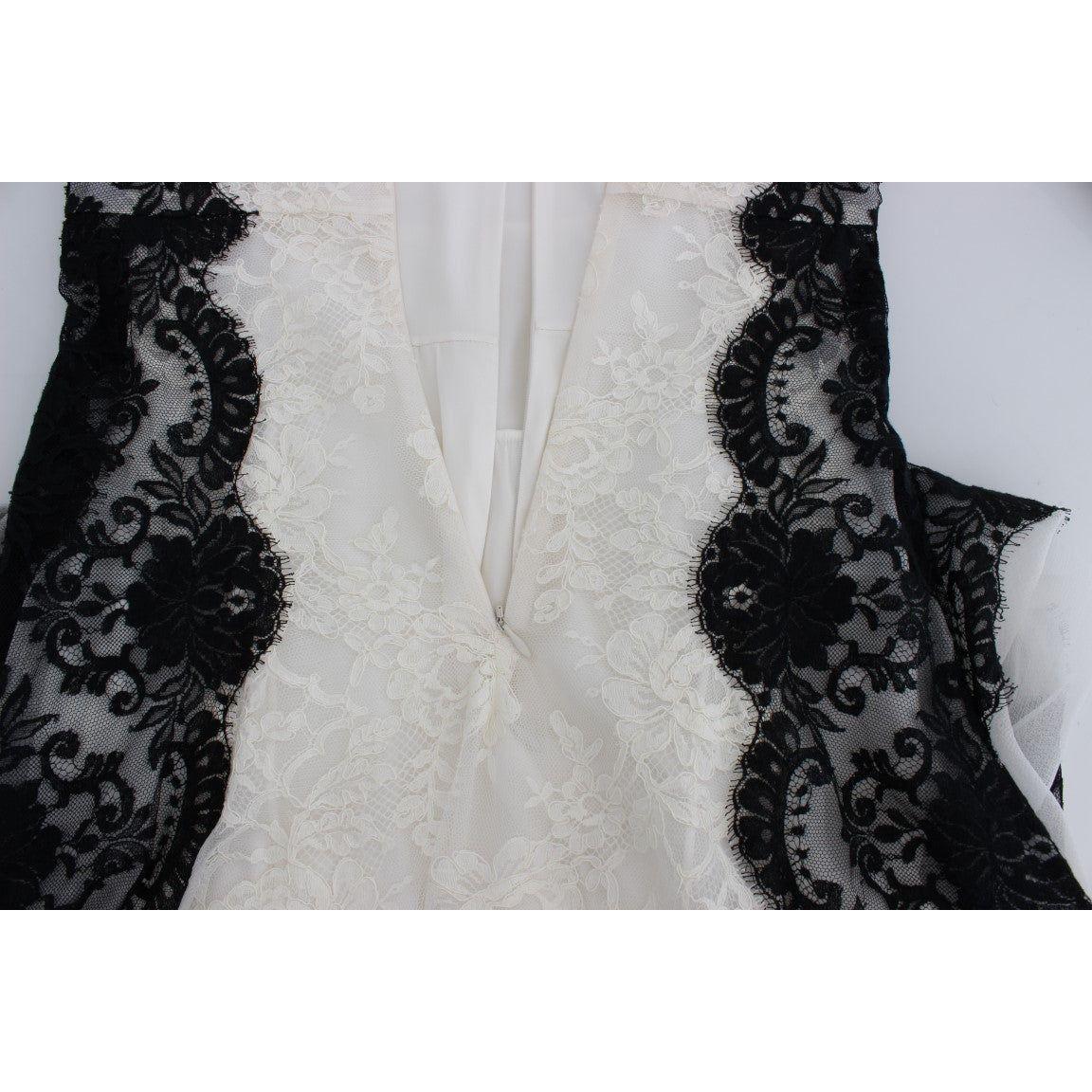 Dolce & Gabbana White Floral Lace Full Length Gown Dress