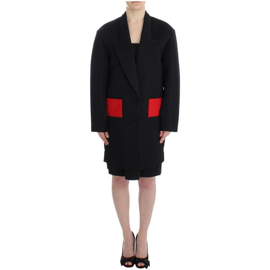 KAALE SUKTAE Black Coat Trench Long Draped Jacket Blazer Blazer Jacket
