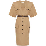 Saint Laurent Cotton twill midi dress