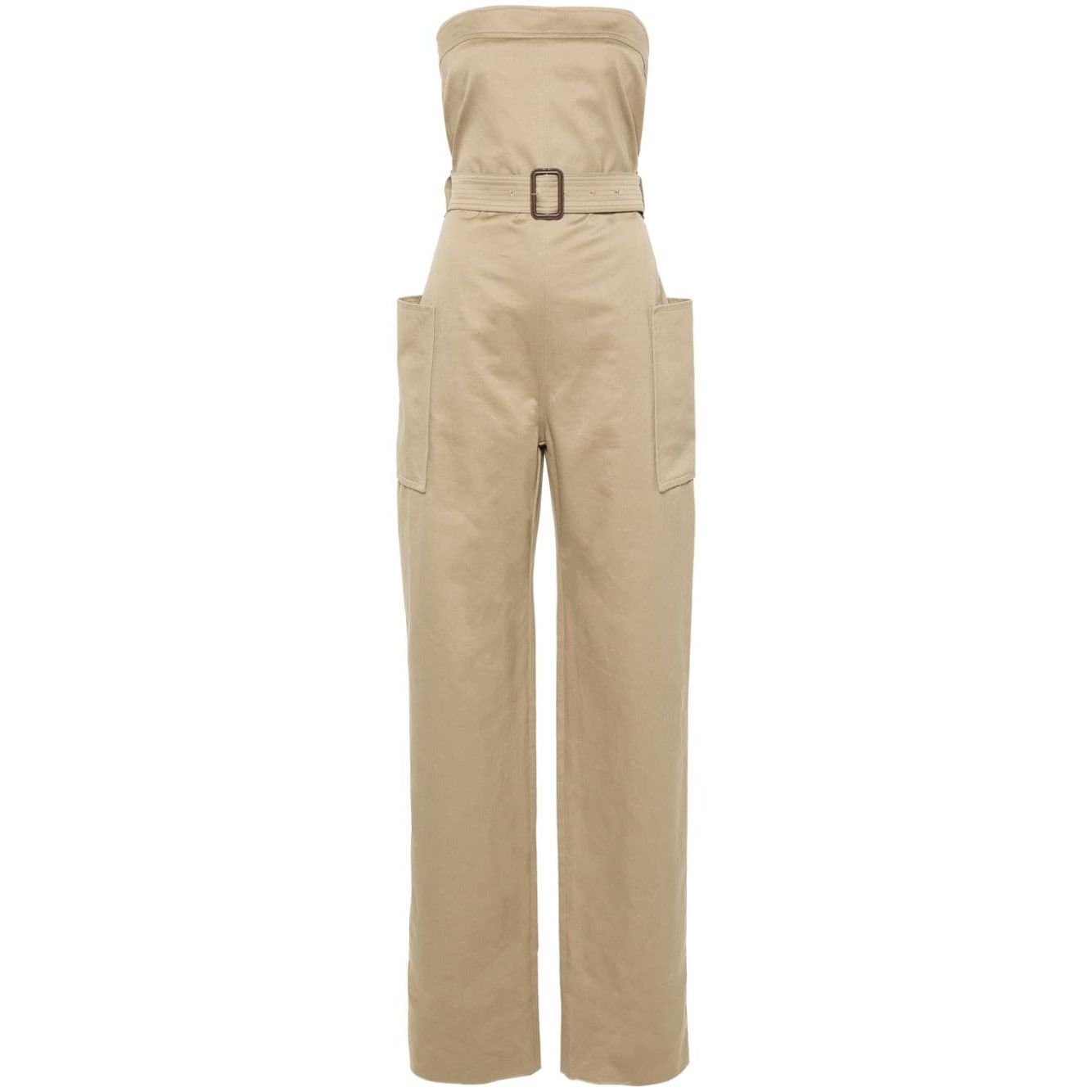 Saint Laurent strapless belted cotton jumpsuit
