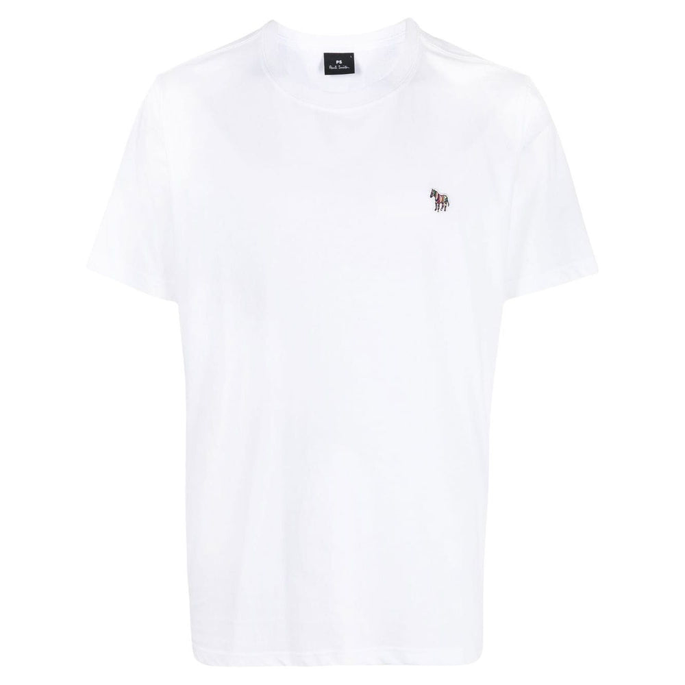 White PS By Paul Smith T-shirts and Polos with zebra logo embroidery on chest, crew neck, and short sleeves made of cotton.