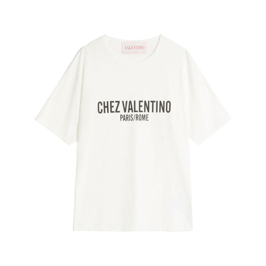 Valentino Cotton T-Shirt With Chez Valentino Print Topwear