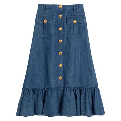 Valentino Denim Midi Skirt Skirts