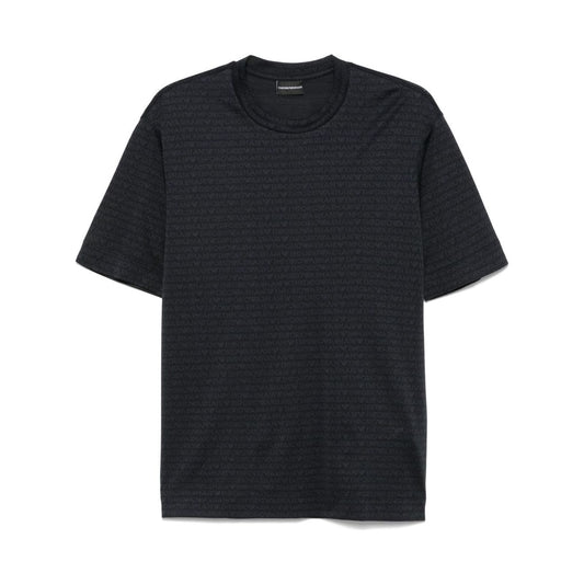 Emporio Armani jersey T-shirt with all-over flocked logo lettering EM000787AF12916FC176-P25