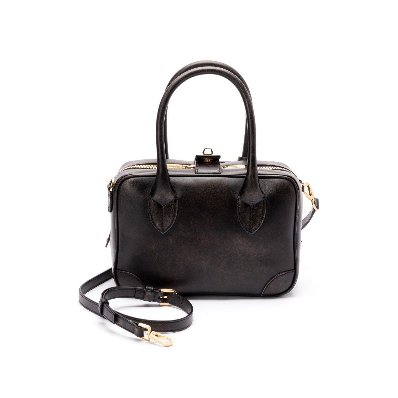 Golden Goose Vita Bag in smooth black leather and gold details Handbag