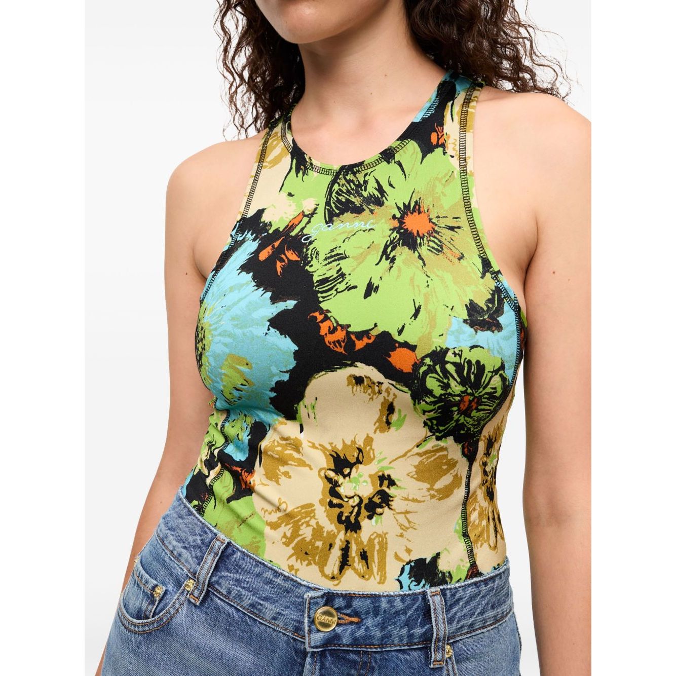 Ganni floral-print Bodysuit