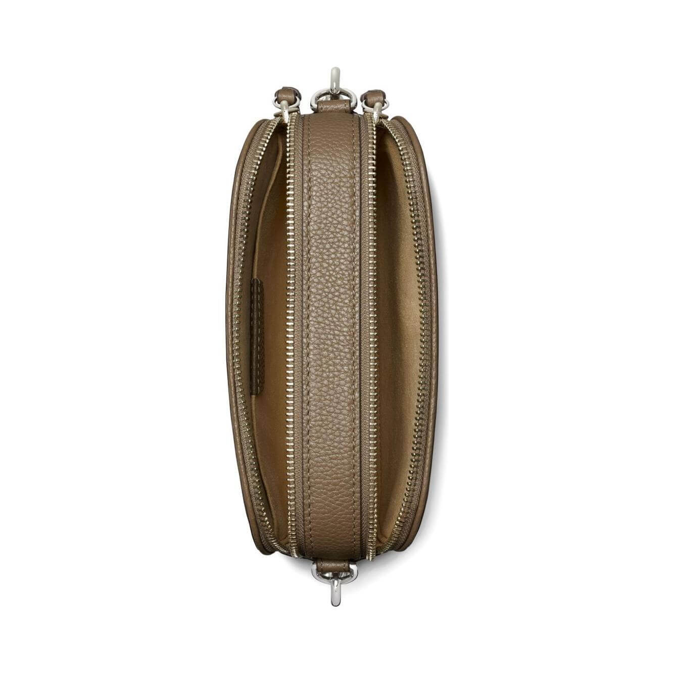 Front view with bag zipped and handles upright.