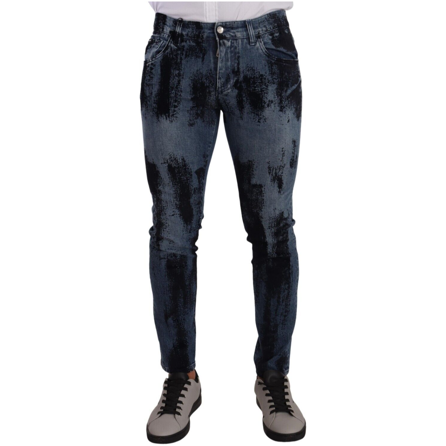 Dolce & Gabbana Blue Black Cotton Skinny Denim Jeans