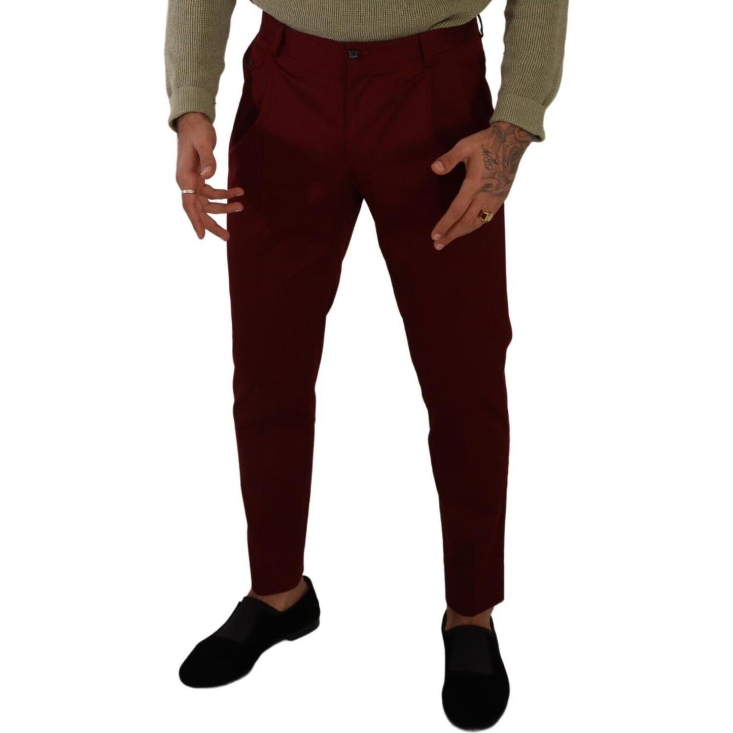 Dolce & Gabbana Dark Red Cotton Mens Chinos Trouser Dress Pants PAN72840 - 48